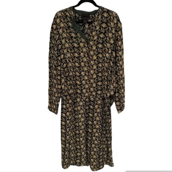 April Cornell 2 Piece Shirt Size Large Skirt Size Medium Black Floral‎ Set - Picture 1 of 15